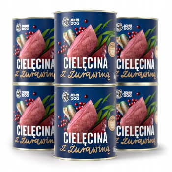 JOHN DOG Berry Adult Cielęcina z żurawiną - mokra karma dla psa - 6 x 800 g