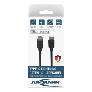 Kabel USB-C/Lightning ANSMANN 1.2m czarny