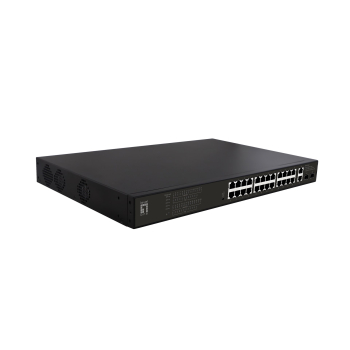 Przełącznik LevelOne GB PoE+ 28-portowy 19" 390W 1Gbps