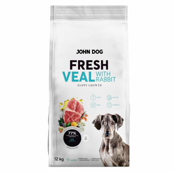 John Dog JUNIOR FRESH VEAL WITH RABBIT Karma sucha dla psa 12kg