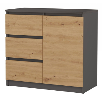 KOMODA 1 DRZWI 3 SZUFLADY ANTRACYT/ARTISAN KOMPLET