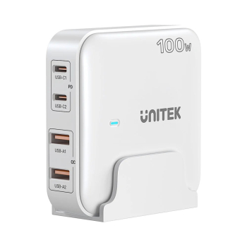 Sieciowa ładowarka GaN - Unitek P1229AWH01-EU | 100W 2x USB-C 2x USB-A