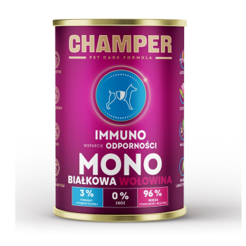 CHAMPER IMMUNO MONOBIAŁKOWA wołowina mokra karma dla psa 400g