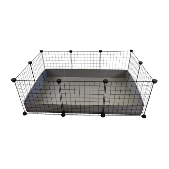 C&C Klatka modułowa dla świnki morskiej, królika oraz jeża - 110x75 cm (3x2) - srebrno-szara