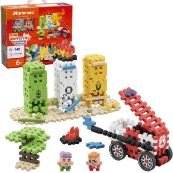 MARIOINEX Klocki Mini Waffle City Akcja strażacka, 148 elementów