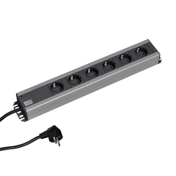 Bachmann Handwerkerleiste 6-fach 90?,19"-kompatibel, schwarz 2,0m. ohne Schalter