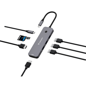 Verbatim CMH-08 USB Type-C 5000 Mbit/s Srebrny