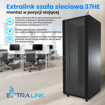 Extralink Szafa rack 37U 600x1000 Czarna stojąca