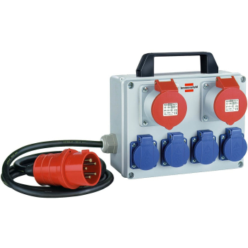 Przedłużacz Brennenstuhl BKV 2/4 T IP44, Podstawowy, Niebieski, Szary, Czerwony, 6 Gniazdo AC, CEE 5p, 2 m, 400 V