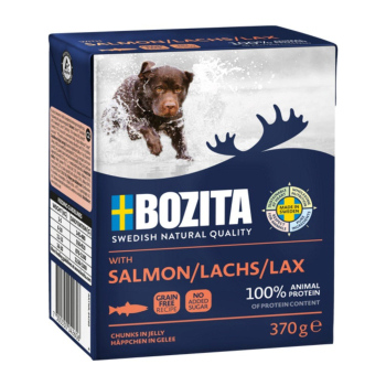 BOZITA Mięsne kawałki z łososiem w galaretce 370g