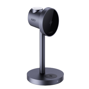 AUKEY MagFusion 3-IN-1 Fastcharger Telefon komórkowy Czarny USB Wewnętrzna