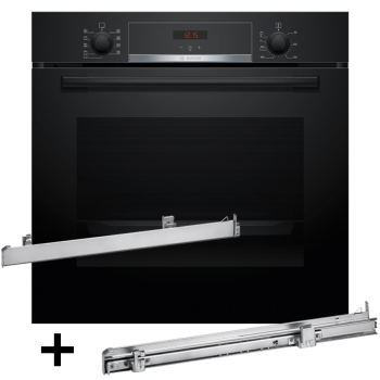 Piekarnik BOSCH HBA514BB3 + Prowadnice teleskopowe 1 poziomowe BOSCH HEZ538000