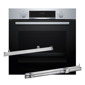 Piekarnik BOSCH HBA514BS3 + Prowadnice teleskopowe 1 poziomowe BOSCH HEZ538000