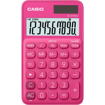 CASIO KALKULATOR KIESZONKOWY SL-310UC-RD CZERWONY, 10 CYFROWY WYŚWIETLACZ