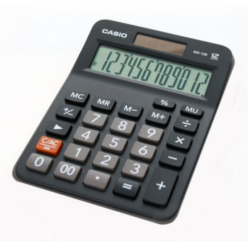 Casio Kalkulator biurowy Mx-12B, 12-cyfrowy,106,5x147mm, czarny