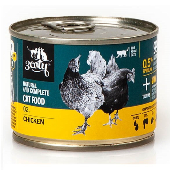 3Coty CHICKEN with Spirulina for Adult cats 180g