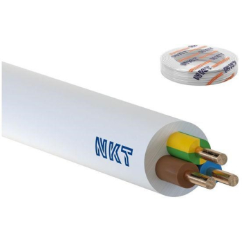 Przewód instalacyjny YDY 3X 1.5 ŻO NKT biały okrągły drut 450/750V kl.1
