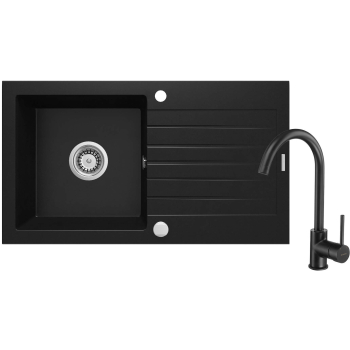 Zlewozmywak granitowy z baterią 1-komorowy z ociekaczem