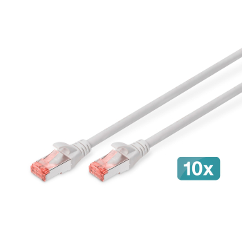 Kabel krosowy (patch cord) RJ45-RJ45, kat.6, S/FTP, AWG 27/7, LSOH, 3m, szary, 10szt