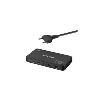 Sieciowa stacja ładująca BlitzWolf 5 w 1 czarna / 120W / 2xUSB-A / 3xUSB-C
