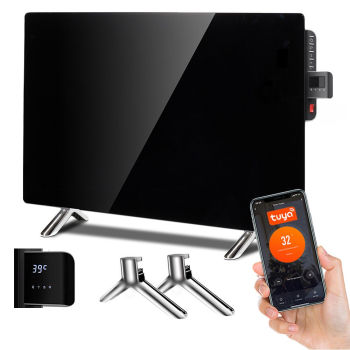 Szklany panel grzewczy  Maclean, podczerwień 600W, timer, pilot, termostat, WiFi Tuya, kolor czarny, 55x100cm, MCE536