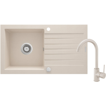 Zlewozmywak granitowy z baterią 1-komorowy z ociekaczem ZQZV5113 5907650875499