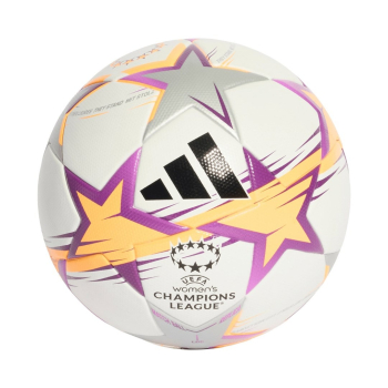 Piłka nożna adidas UCL Womens League 26/27 League Stage biało-pomarańczowo-srebrna KE5142 4