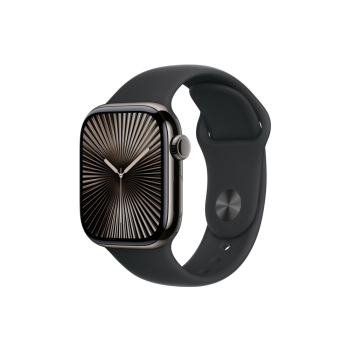 Apple Watch Series 10 GPS + Cellular 42mm Slate Titanium Case with Black Sport Band - S/M
