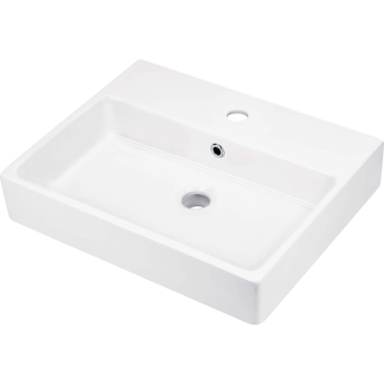 Umywalka ceramiczna nablatowa/ścienna z miejscem na baterię - 50x40 cm