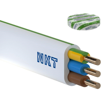 Przewód instalacyjny płaski drut YDYP 3X 2.5 ŻO NKT biały 450/750V Kl.1