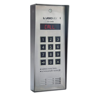 Laskomex CD-2600R audio z czytnikiem kluczy RFID ze stali nierdzewniej, w obudownie natynkowej.