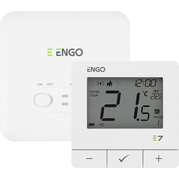 Programowany bezprzewodowy regulator temperatury ENGO Controls E7-RFW, biały