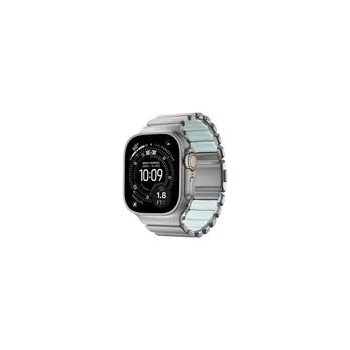 NOMAD Stratos Band - tytanowa bransoleta do Apple Watch 49mm z FKM (natural titanium, icy blue glow FKM)