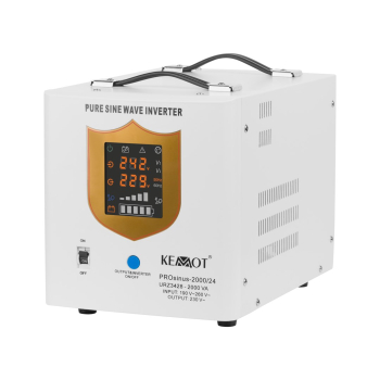 Zasilacz awaryjny KEMOT PROsinus-2000/24  przetwornica z czystym przebiegiem sinusoidalnym i funkcją ładowania  24V 230V 2000VA/1400W