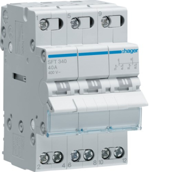 SFT340 PRZEŁĄCZNIK ZASILANIA 40A 3P I-0-II 3M 400V AC PRZYŁĄCZE GÓRNE