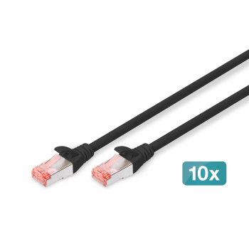 Kabel krosowy (patch cord) RJ45-RJ45, kat.6, S/FTP, AWG 27/7, LSOH, 2m, czarny, 10szt