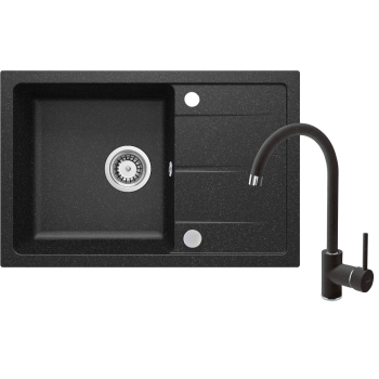 Zlewozmywak granitowy z baterią 1-komorowy z ociekaczem ZRDA2113 5908212084687