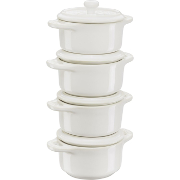 Staub Mini Cocotte Okrągły, 4 szt. - 200 ml, Kość słoniowa