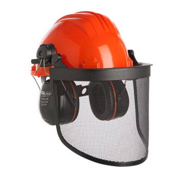 Kask ochronny z siatką i nausznikami Climax 437