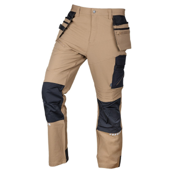 Spodnie robocze Mix&Match, 4 way stretch, z kaburami, Cordura, beżowo-czarne, rozmiar M