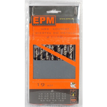 Zestaw wierteł HSS do metalu 1-10mm 19 sztuk