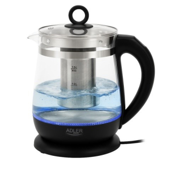 Adler | Kettle | AD 1299 | Electric | 2200 W | 1.5 L | Glass | 360° rotational base | Black