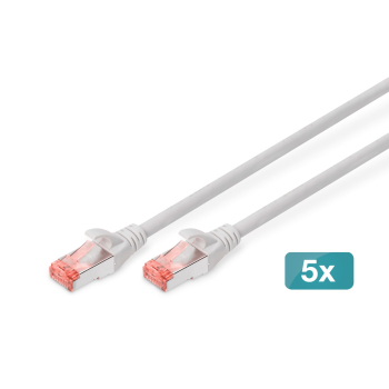 Kabel krosowy (patch cord) RJ45-RJ45, kat.6, S/FTP, AWG 27/7, LSOH, 7m, szary, 5szt