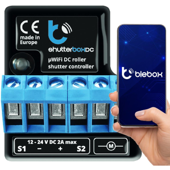 BLEBOX shutterBoxDC v2 moduł i/o WiFi 2x wej. binarne 2x wyj. przekaźnikowe 230V