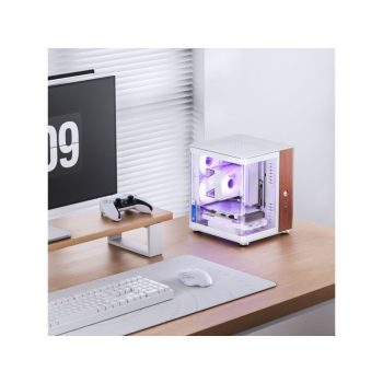 Obudowa PC Jonsbo TK-0, Mini-Tower, Mini-ITX, Tempered Glass, Holz - weiß