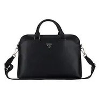 Torba na laptopa Guess z poliuretanu z ziarnistym trójkątnym Logo 13/14/15" w kolorze czarnym