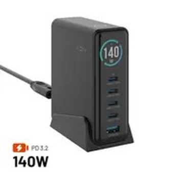 Ładowarka Fixed GaN 140 1x USB-A 4x USB-C 5 A (FIXCG140D-4C1A-BK)