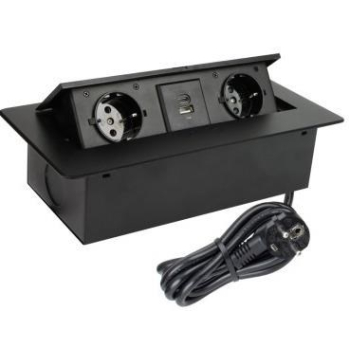 EXT CORD 2PL+USB A+C 3M BLACK