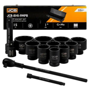 JCB ZESTAW KLUCZY UDAR.15el. 1" 12-KĄT. (36-80mm)