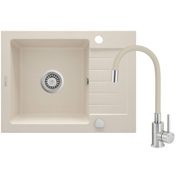 Zlewozmywak granitowy z baterią 1-komorowy z ociekaczem